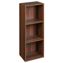 (Teak, 3 Shelf) Wooden Bookcase Shelving Display Storage Shelf Unit Wood Shelves