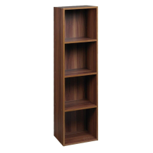 (Teak, 4 Shelf) Wooden Bookcase Shelving Display Storage Shelf Unit Wood Shelves