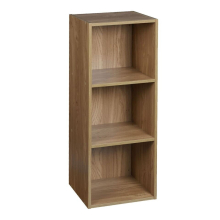 (Oak, 3 Shelf) Wooden Bookcase Shelving Display Storage Shelf Unit Wood Shelves