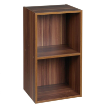 (Teak, 2 Shelf) Wooden Bookcase Shelving Display Storage Shelf Unit Wood Shelves