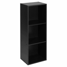 (Black, 3 Shelf) Wooden Bookcase Shelving Display Storage Shelf Unit Wood Shelves
