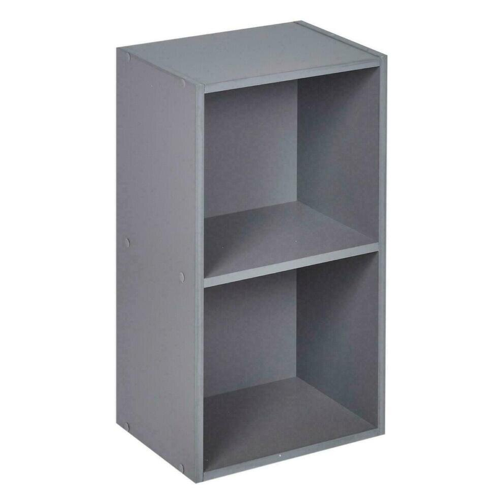 (Grey, 2 Shelf) Wooden Bookcase Shelving Display Storage Shelf Unit Wood Shelves