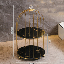 (black L) Fashion New Cake Rack Stand Afternoon Tea Luxury Cake Stand Wedding Marble Double Cake Pan Dessert Table Decoration Storage Box