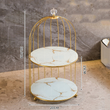 (white L) Fashion New Cake Rack Stand Afternoon Tea Luxury Cake Stand Wedding Marble Double Cake Pan Dessert Table Decoration Storage Box