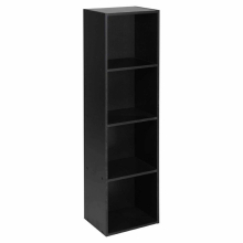 (Black, 4 Shelf) Wooden Bookcase Shelving Display Storage Shelf Unit Wood Shelves