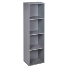 (Grey, 4 Shelf) Wooden Bookcase Shelving Display Storage Shelf Unit Wood Shelves