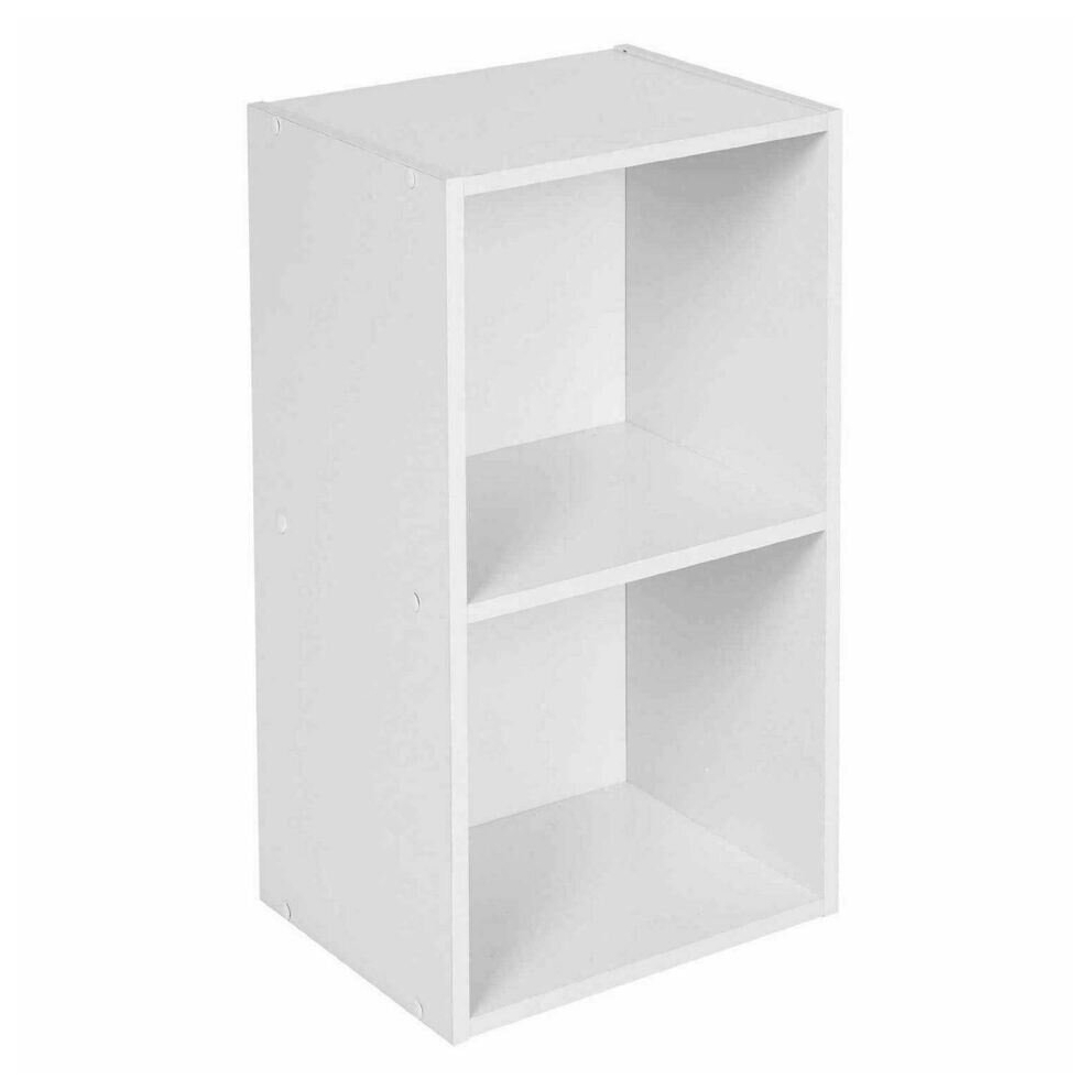 (White, 2 Shelf) Wooden Bookcase Shelving Display Storage Shelf Unit Wood Shelves