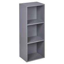 (Grey, 3 Shelf) Wooden Bookcase Shelving Display Storage Shelf Unit Wood Shelves
