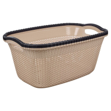 (40L - Cappuccino ) Violetta Plastic Rattan Laundry Clothes Basket Storage Hamper with Handles