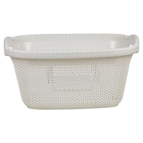 URBN Living (30L - White) Violetta Plastic Rattan Laundry Clothes Basket Storage Hamper with Handles 2