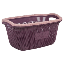 (30L - Purple) Violetta Plastic Rattan Laundry Clothes Basket Storage Hamper with Handles