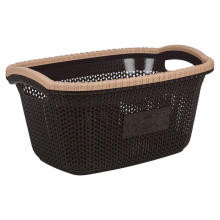 (30L - Brown) Violetta Plastic Rattan Laundry Clothes Basket Storage Hamper with Handles