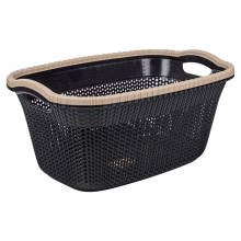 (40L - Brown ) Violetta Plastic Rattan Laundry Clothes Basket Storage Hamper with Handles