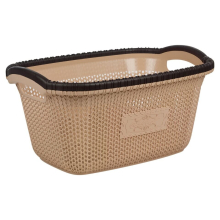 (30L - Cappuccino) Violetta Plastic Rattan Laundry Clothes Basket Storage Hamper with Handles