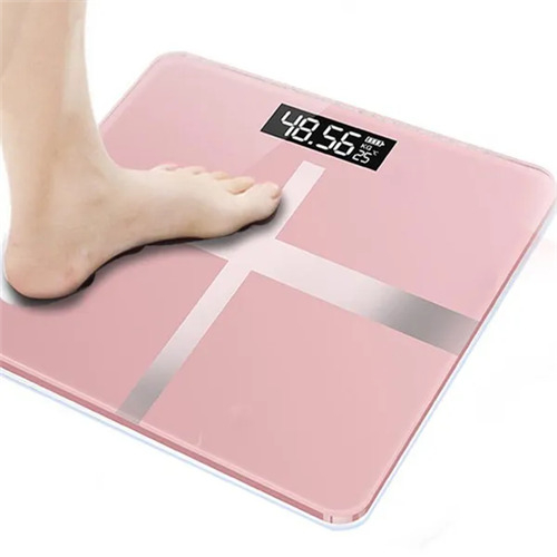 LCD Display Bathroom Electronic Glass Smart Scales Battery Pink