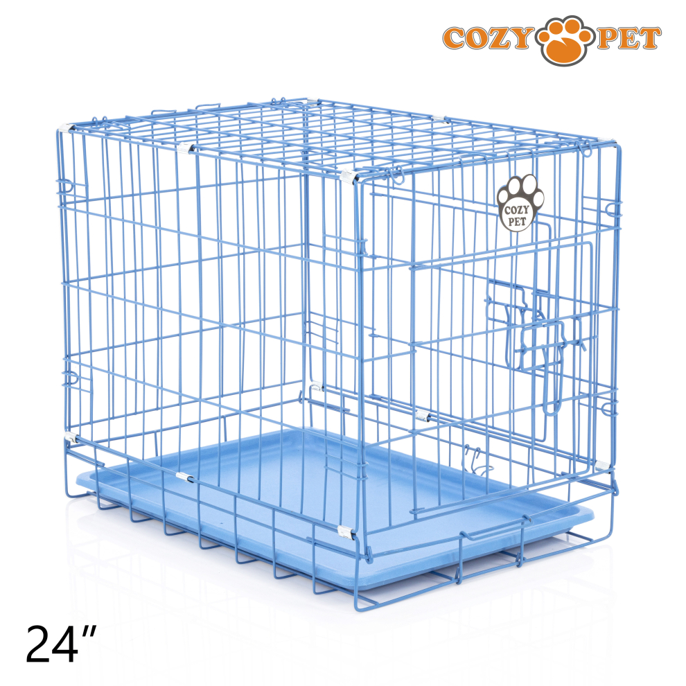 Dog Cage 24" by Cozy Pet Puppy Crate Pen Metal Cage Blue DCP24BL