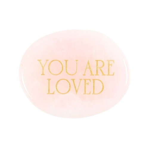 You Are Loved Rose Quartz Crystal Palm Stone 1