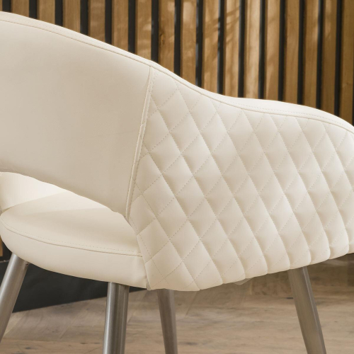 2 Lucy Leather Carver Dining Chairs White 2