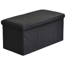 (78x38x38cm, Black ) Folding Ottoman Boucle Teddy Bear Storage Box