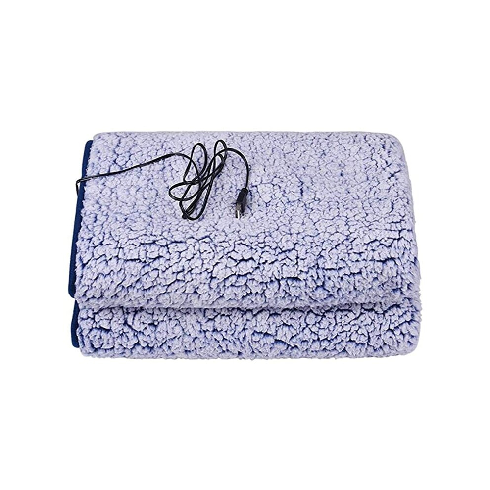 (Blue) Electric USB Heated Blanket Throw Soft Double Sided Cotton Velvet Blanket Over Heat Protect