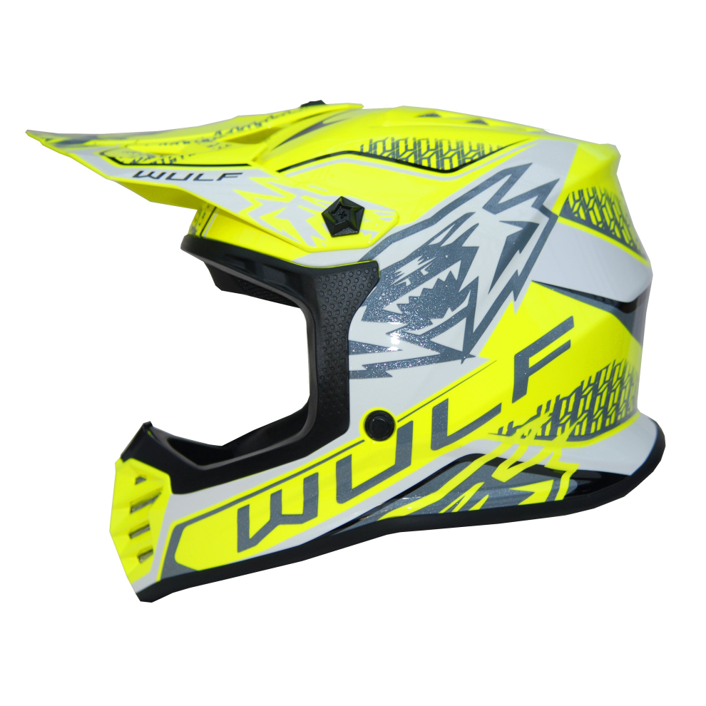 (Flo L(51-52Cm)) Wulfsport Air-X Kids Chidren Helmet Motorbike Motorcycle Helmet Cub Atv Crash Yellow 5063123260879
