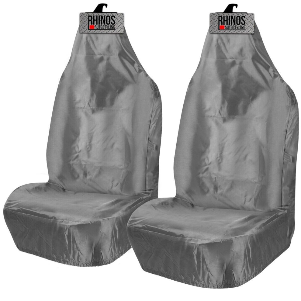 For Seat Ibiza (2008-2017) - Heavy Duty Driver Passenger Pair Waterproof Car Van Front Seat Covers Protectors - 2 X Fronts Grey 5059596078813