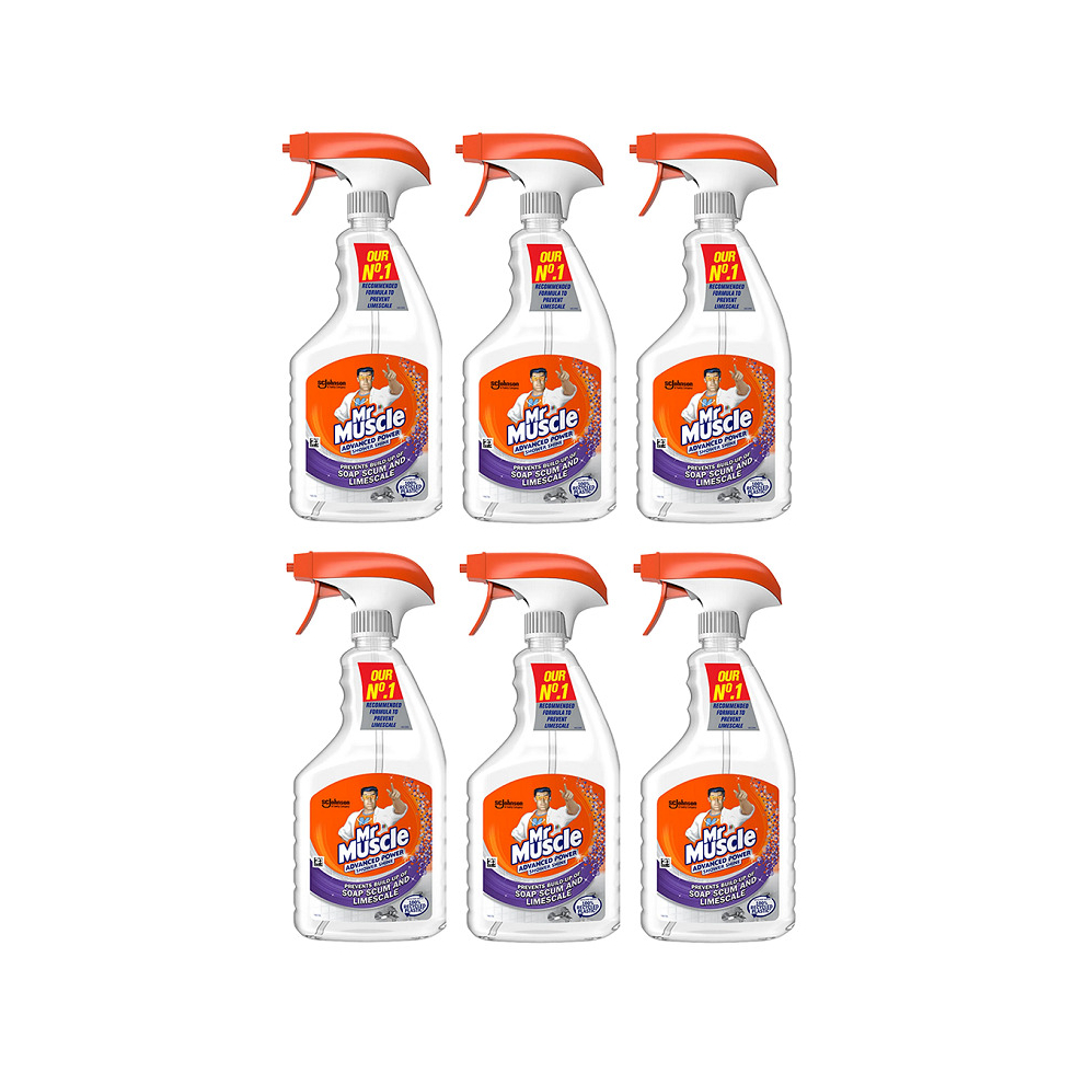 Mr Muscle Platinum Shower Shine Prevents Soap Scum & Limescale 6x 750ml Bulk Buy Cleaning