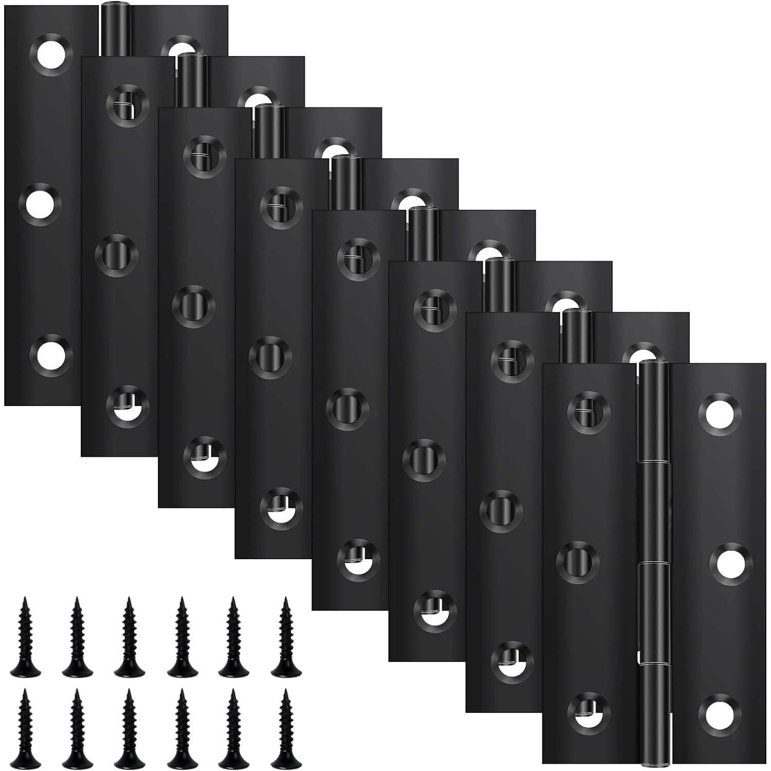 Pack Of 8 Folding Hinges 68mm¡Á38 Mmblack Stainless Steel Hinge Piano Hingesmall Hingedoor 7706