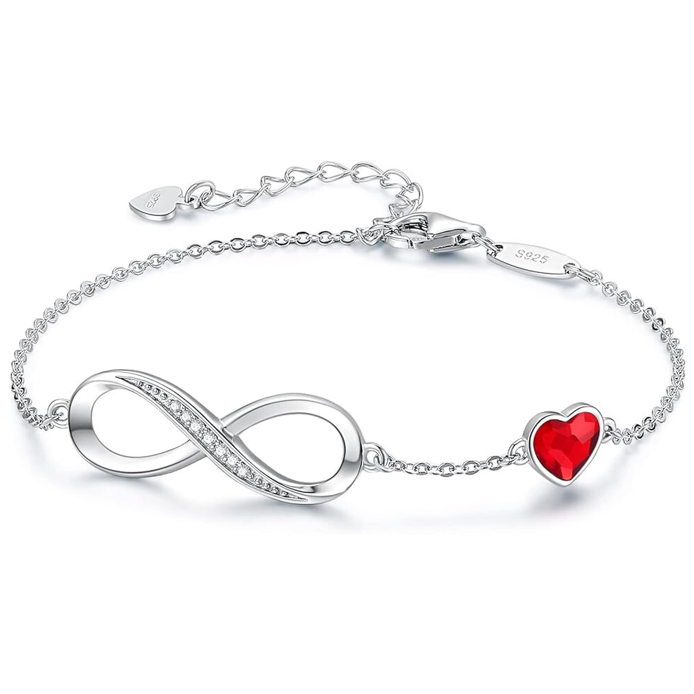 Infinity Heart Symbol Charm Link Bracelet for Women 925 Sterling Silver Stainless Steel Adjustable Anniversary Jewelry Christmas Birthday Gifts