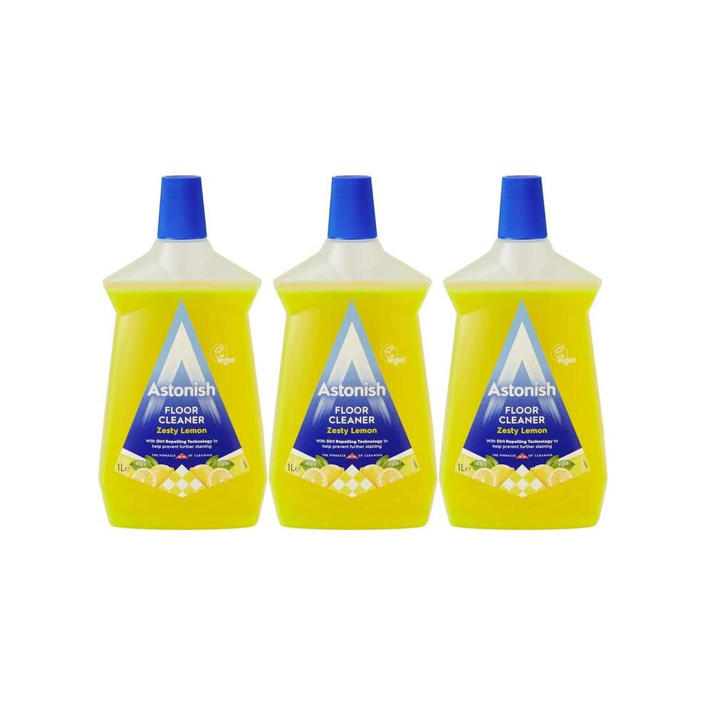 Astonish Floor Cleaner 1 Litre Bottle Zesty Lemon (Pack of 3)