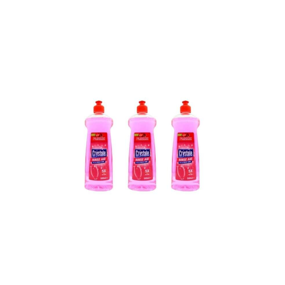 Crystale Dishwasher Rinse Aid - Pink Grapefruit 500ml (Pack of 3)