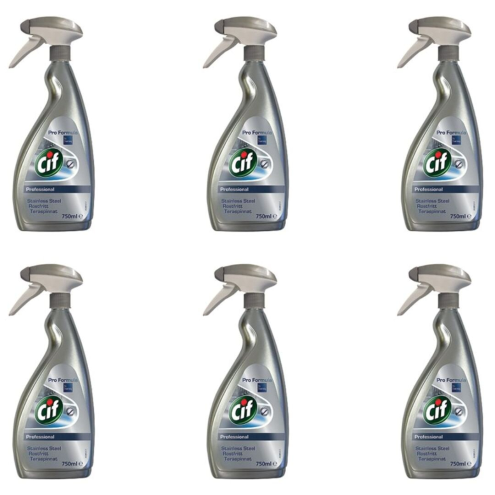 Cif Professional Stainless Steel and Glass Cleaner 750 mL (Pack of 6)