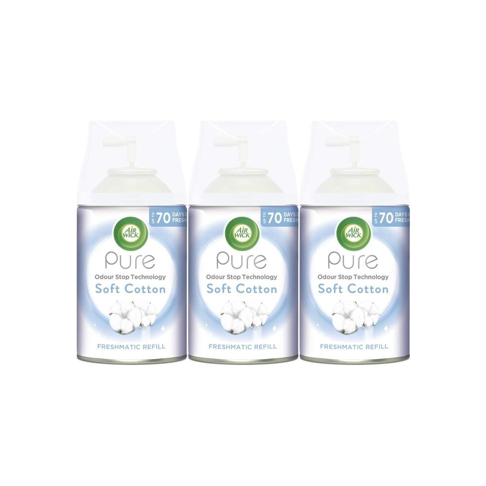 AirWick Pure Soft Cotton Freshmatic Refill Air Freshener, 250 ml (Pack of 3)