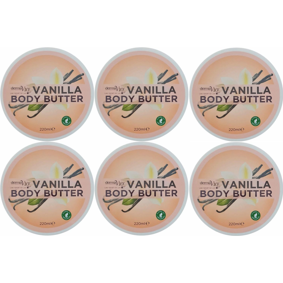 Derma V10 Vanilla Body Butter, 220 g (Pack of 6)
