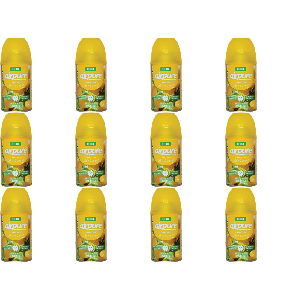 AIRPURE Air-O-Matic Air Freshener Refill, 250ml Citrus ZING (Pack of 12)