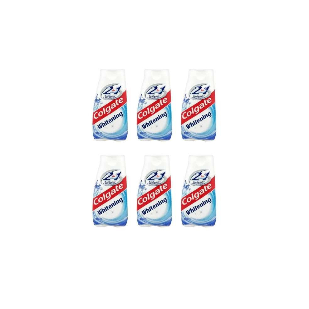 Colgate 2 in 1 Teeth Whitening, Toothpaste & Mouthwash 100ml (Pack of 6)