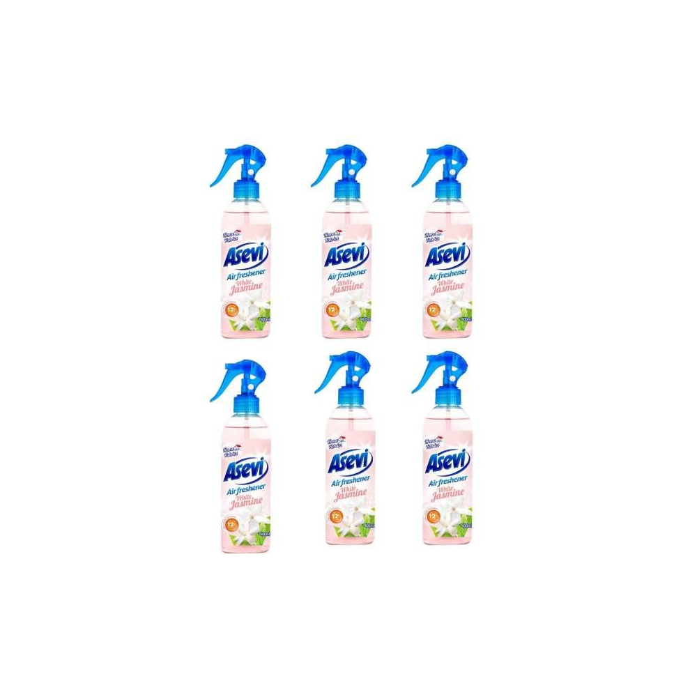 Asevi Air and Fabric Freshener Spray White Jasmine 400ml (Pack of 6)