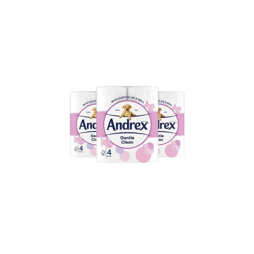 Andrex Gentle Clean Toilet Tissue Roll , 4 Roll In Pack (Pack of 3)