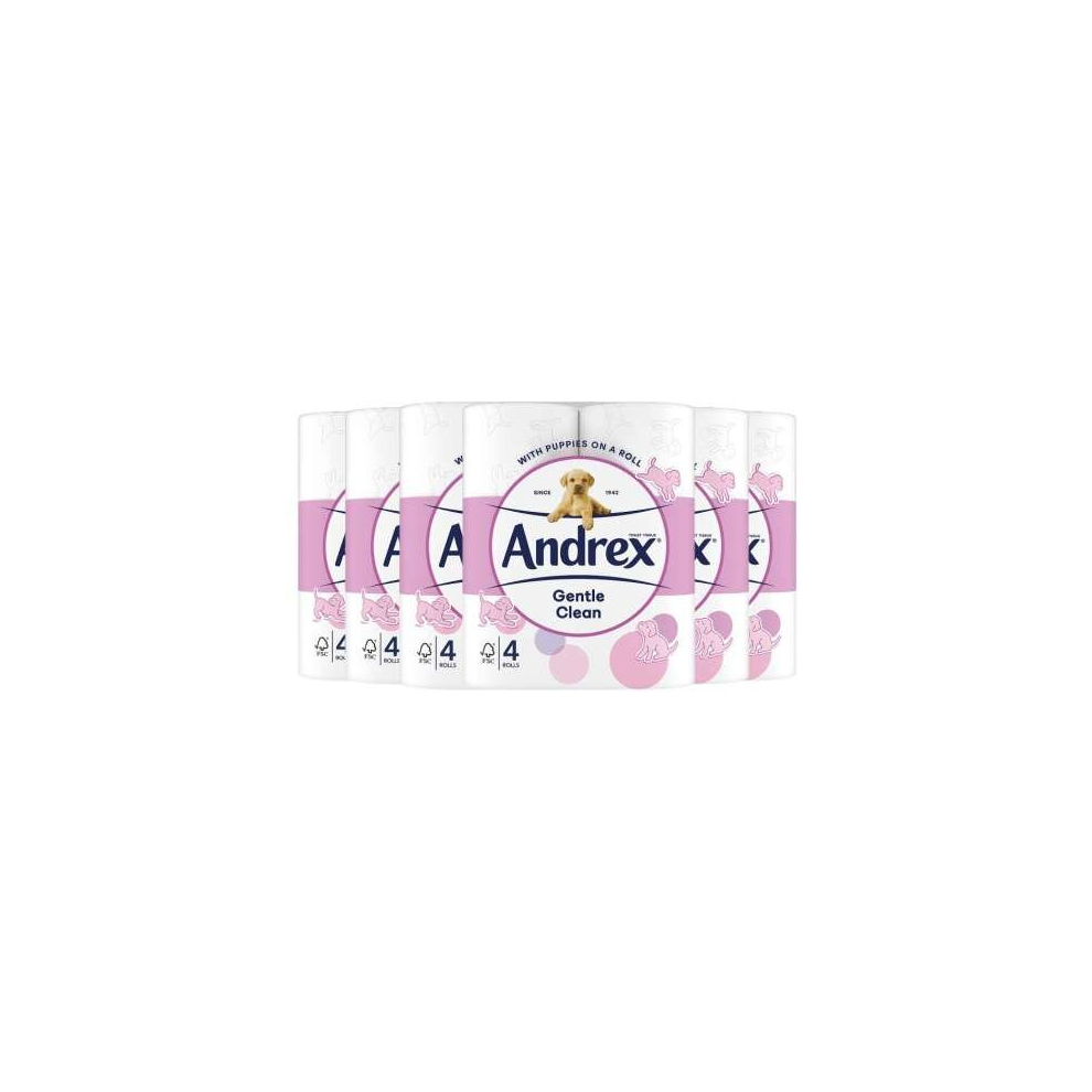 Andrex Gentle Clean Toilet Tissue Roll , 4 Roll In Pack (Pack of 6)