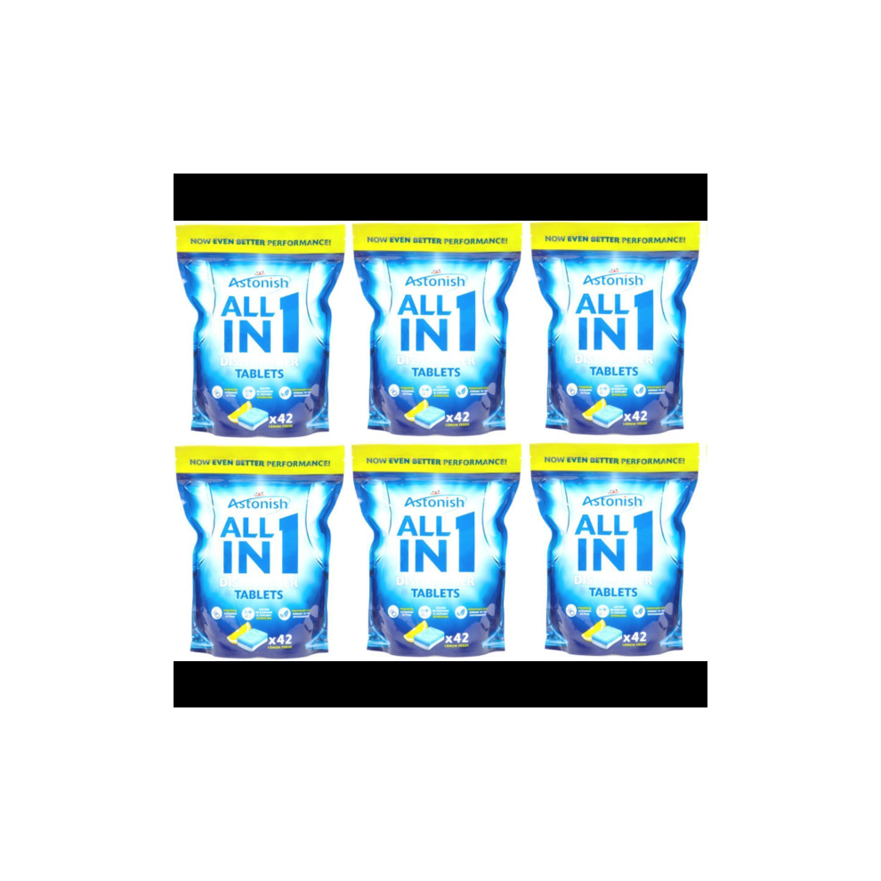 Astonish All in 1 Dishwasher Tablets Lemon 42 Tablets (Pack of 6)