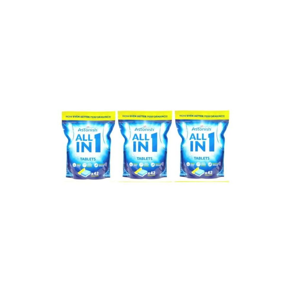 Astonish All in 1 Dishwasher Tablets Lemon 42 Tablets (Pack of 3)