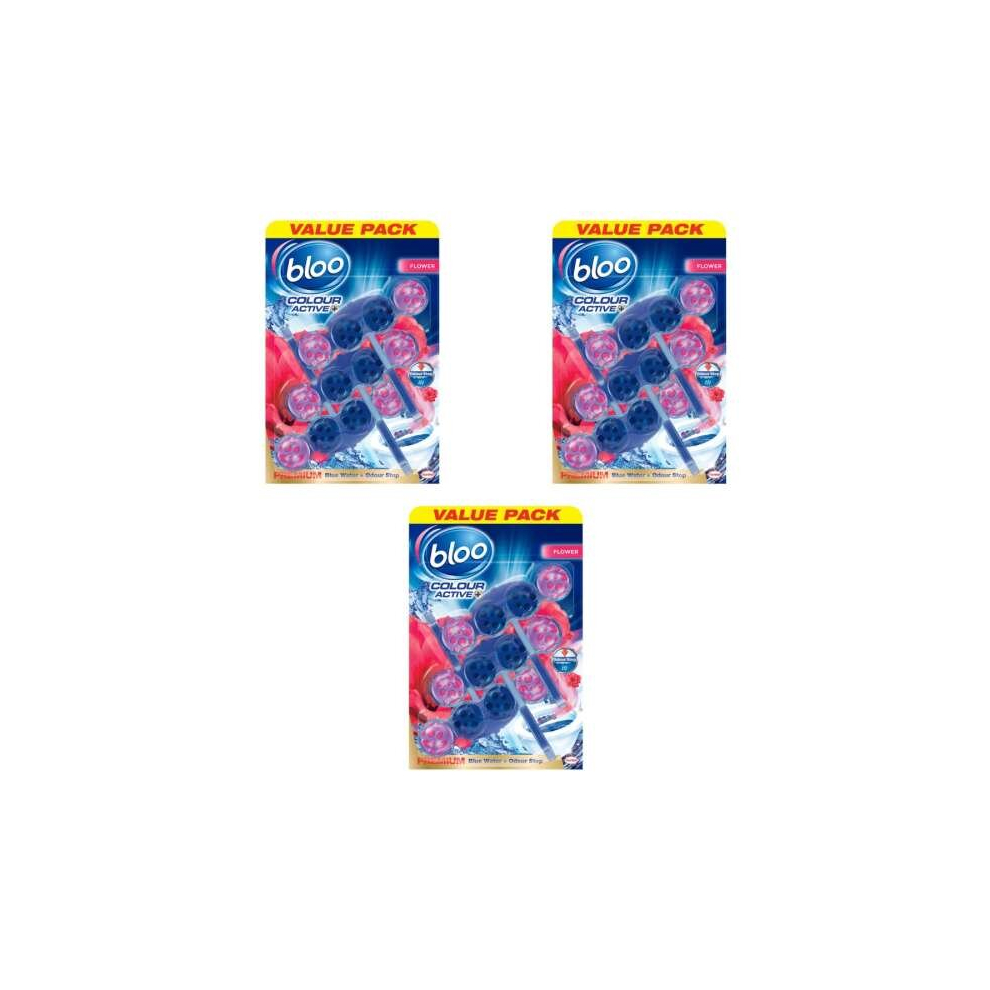 Bloo Colour Active Flower Rim Block, Flowers Triple 150 g (Pack of 3)