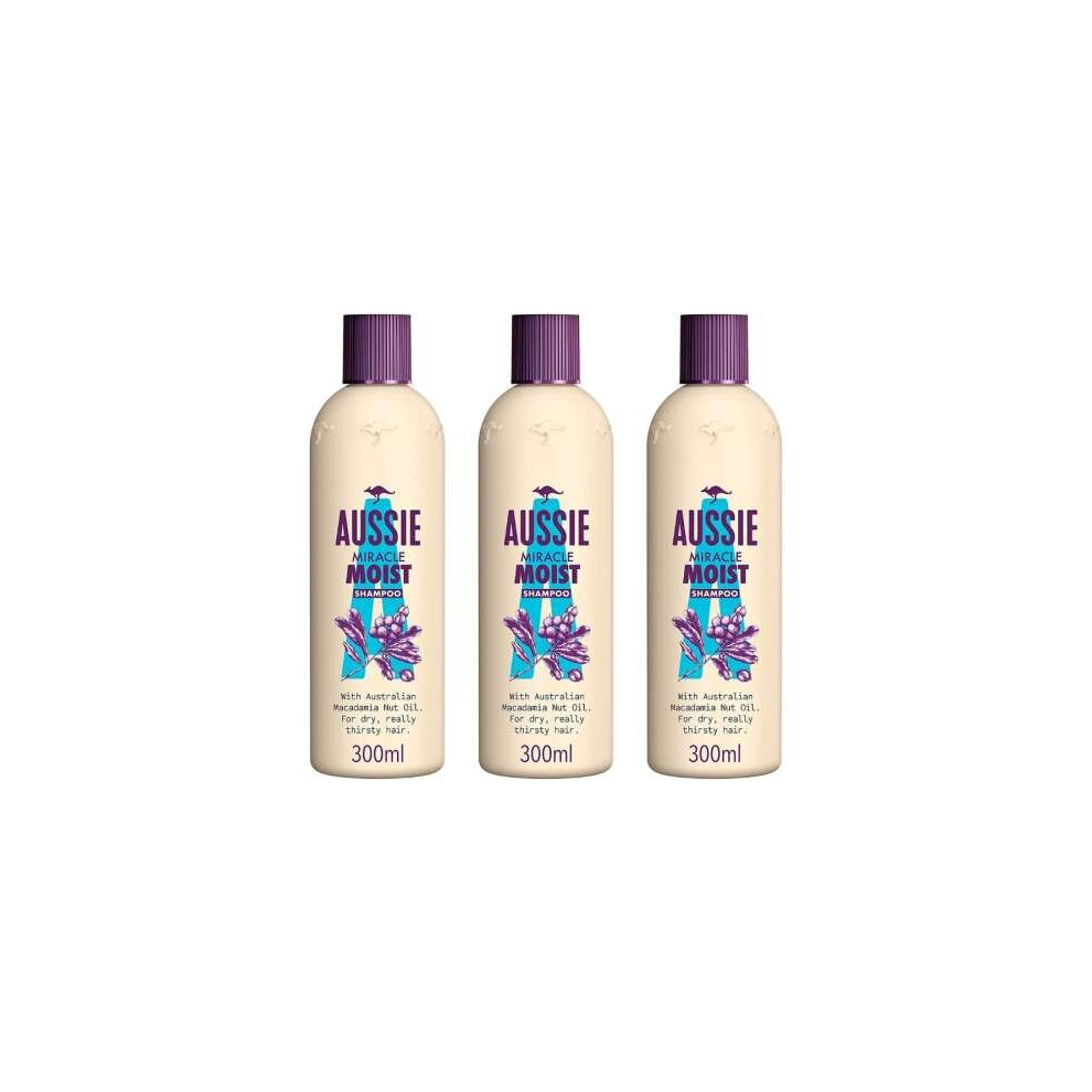 Aussie Miracle Moist Shampoo 300ml (Pack of 3)