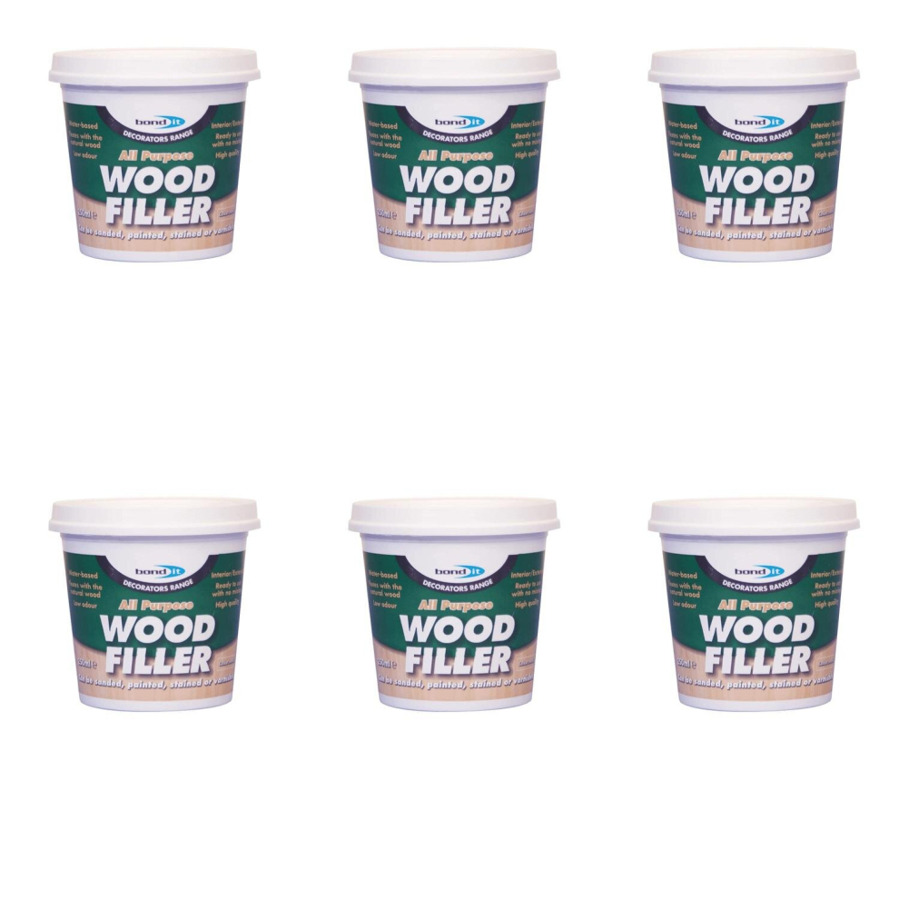 Bond It All Purpose Wood Filler White, 250ml    BDWF1WH (Pack of 6)