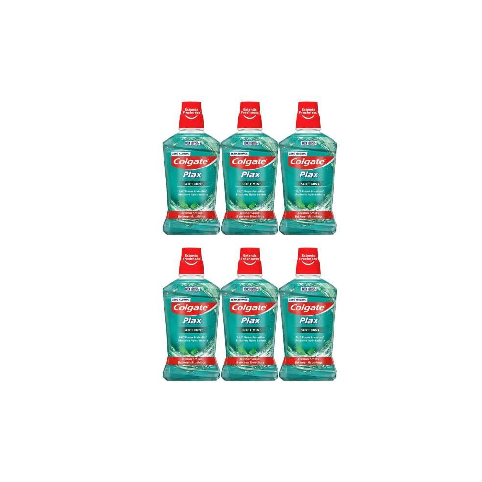 Colgate Plax Soft Mint Mouthwash, 500 ml (Pack of 6)