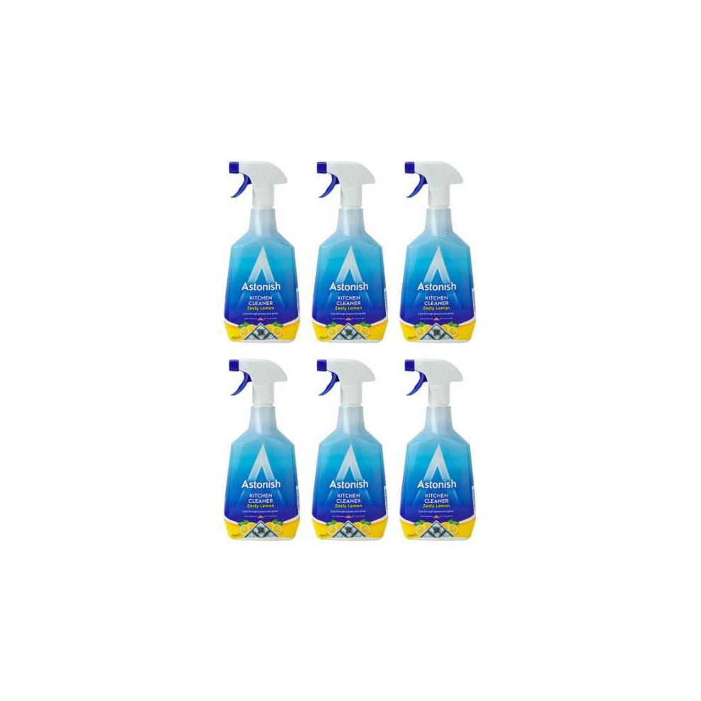 Astonish Zesty Lemon Kitchen Cleaner, Cuts Through Grease and Grime, 750ml (Pack of 6)