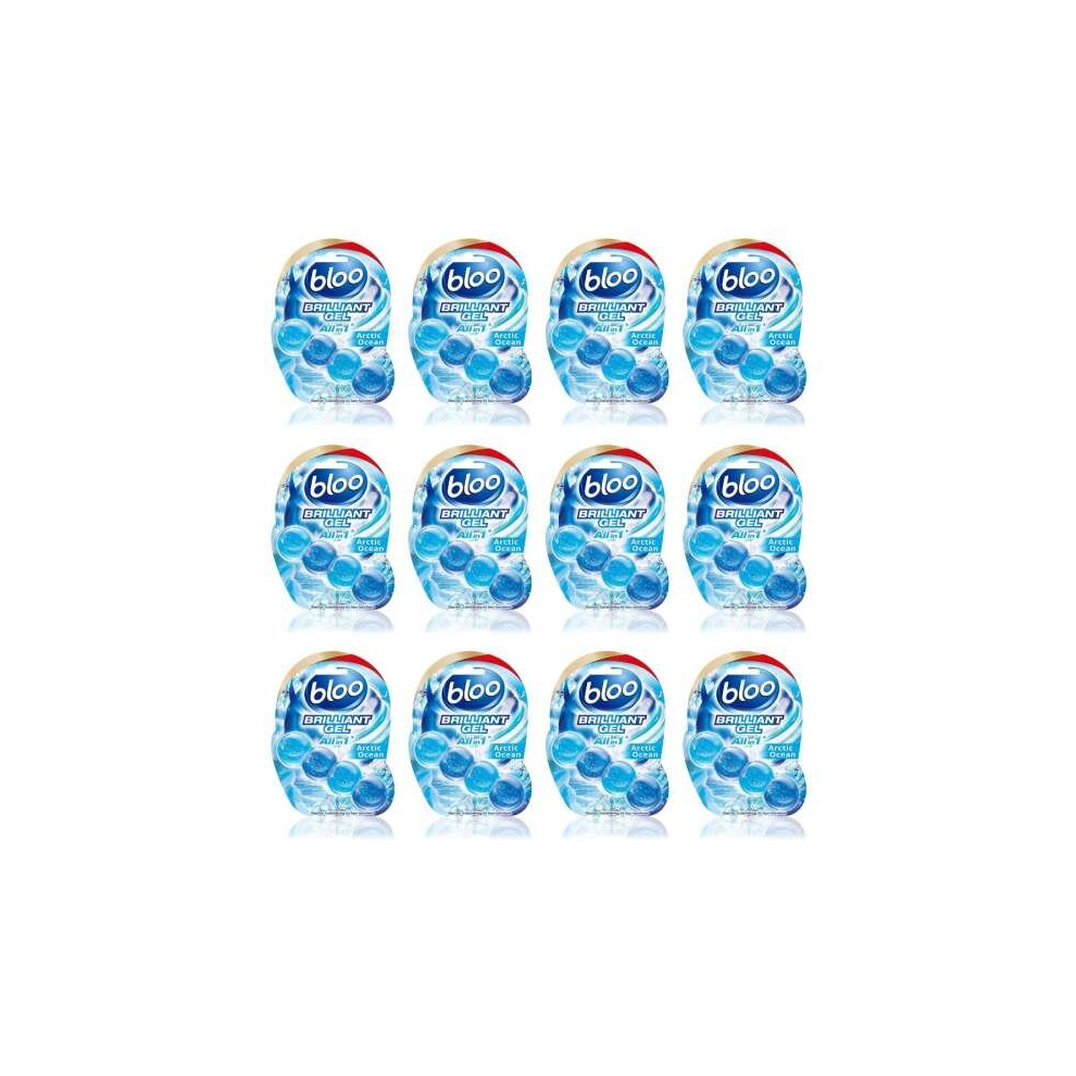 Bloo Brilliant Gel All in 1 Toilet Rim Block Cleaner, Arctic Ocean Fresh Scent pack 1 (Pack of 12)