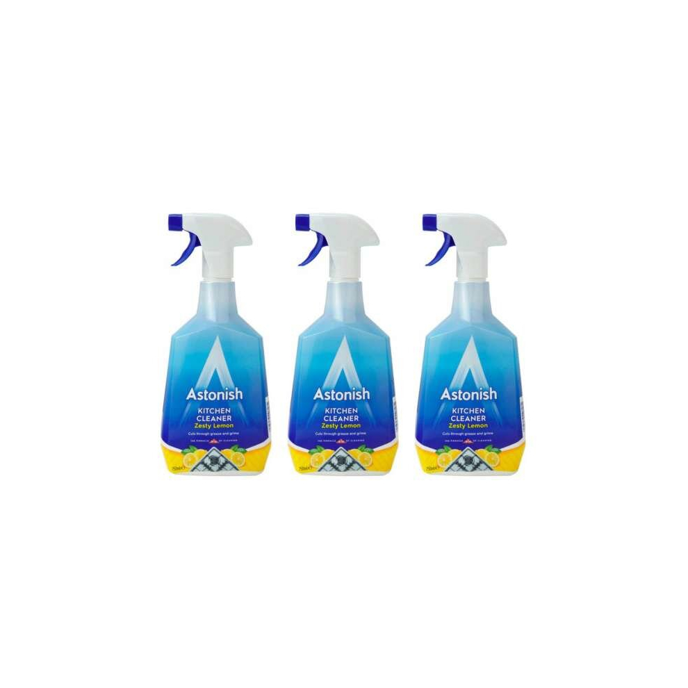 Astonish Zesty Lemon Kitchen Cleaner, Cuts Through Grease and Grime, 750ml (Pack of 3)