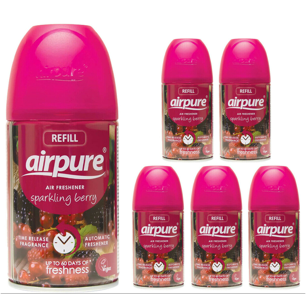 Airpure Air-O-Matic Air Freshener Refill, 250ml  Sparkling Berry (Pack of 6)