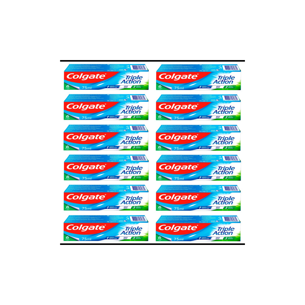 Colgate Triple Action Anticavity Toothpaste, Mint Freshness 75ml (Pack of 12)